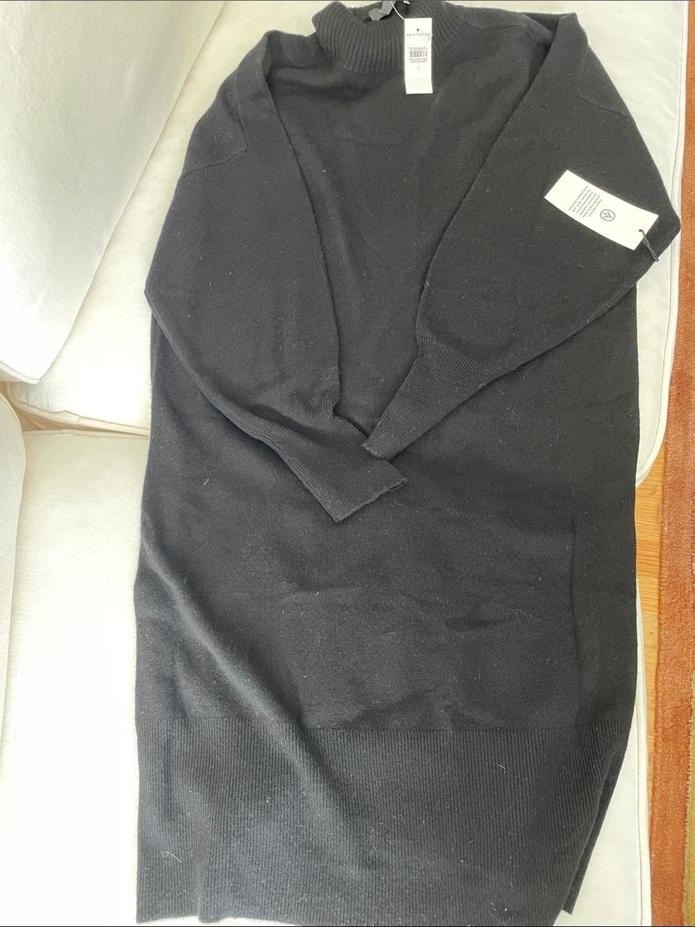 Ann Taylor cashmere Black Ribbed Turtleneck Sweater Dress